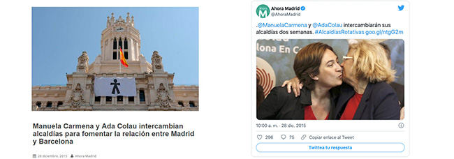 Las redes sociales sucumben ante la inocentada de Manuela Carmena y Ada Colau