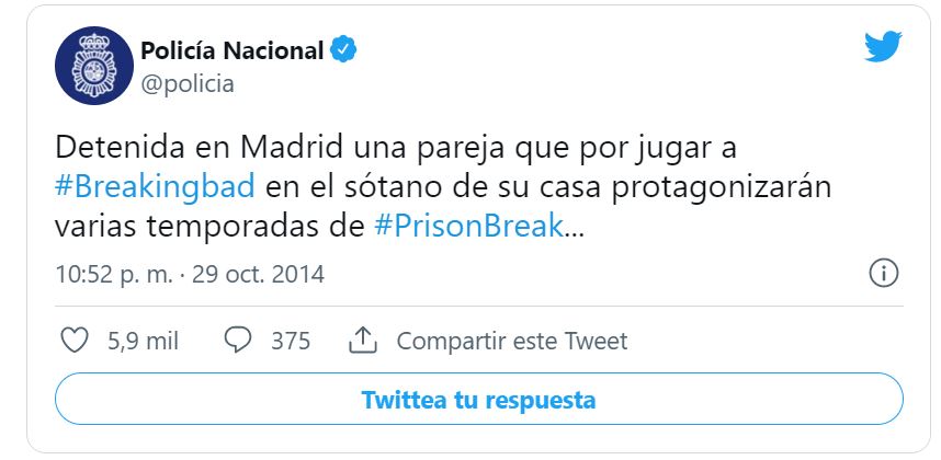 legendarios  El community manager de @policia deja el listón muy alto y tuits legendarios